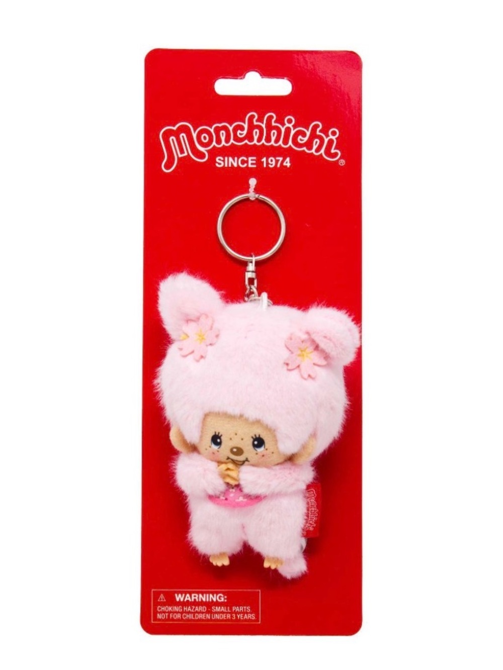 Monchhichi Sakura Cherry Blossom Pink Girl Monkey 5" Plush Keychain charm